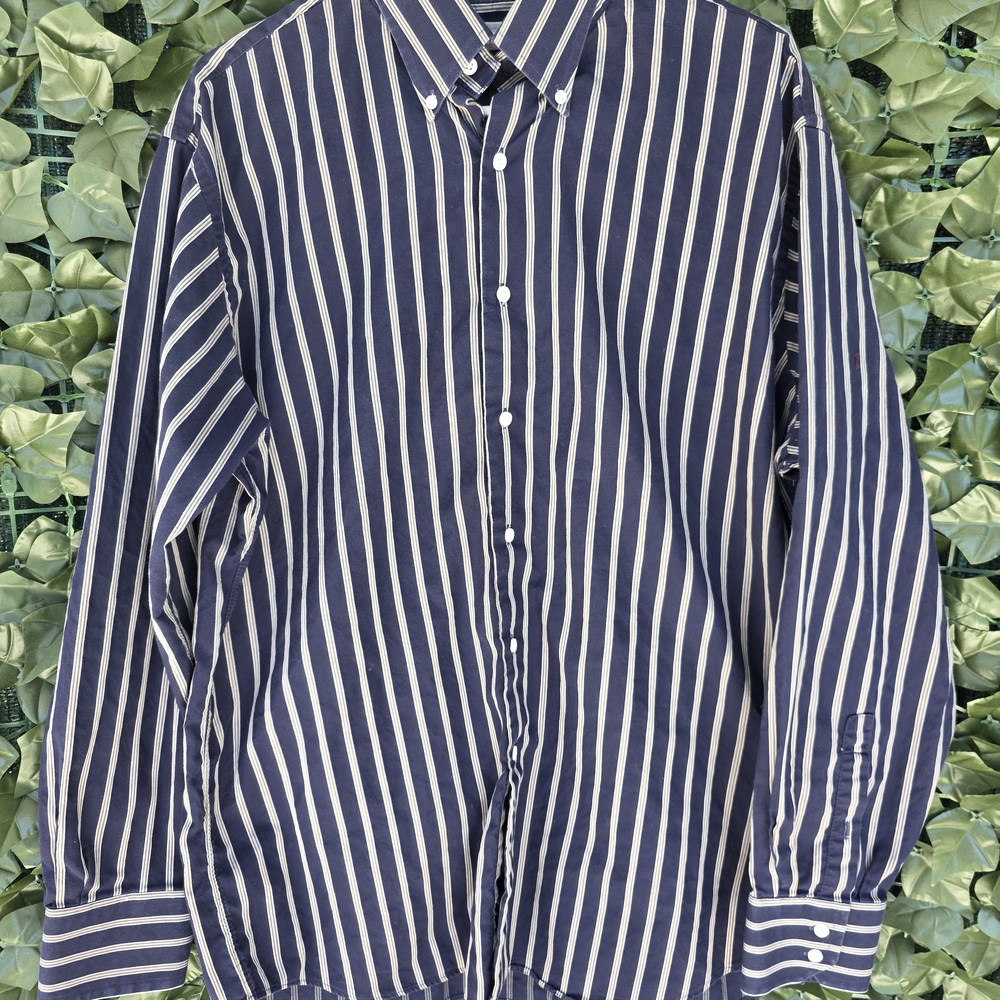 Daniel Cremieux Navy and White Vertical Stripe Button-Down Shirt